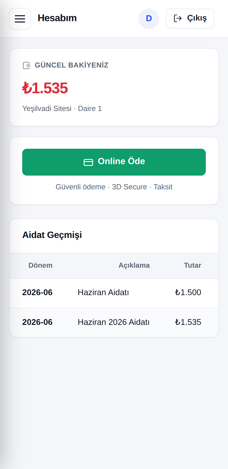 Binam mobil sakin görünümü